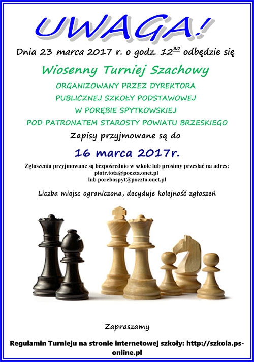 Powiatowy Turniej Szachowy  "Wiosna 2017"